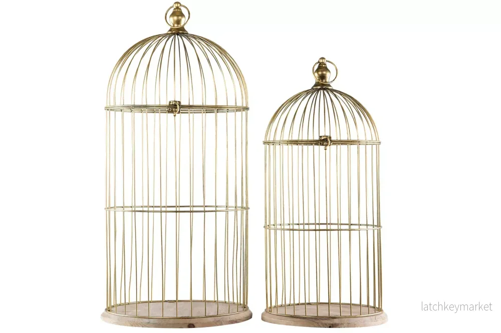 Blomställning Planteringsbur Fågelbur med träfat 2-pack 60 73,5 antikmässing Blomställning Planteringsbur Fågelbur med träfat 2-pack 60 73,5 antikmässing