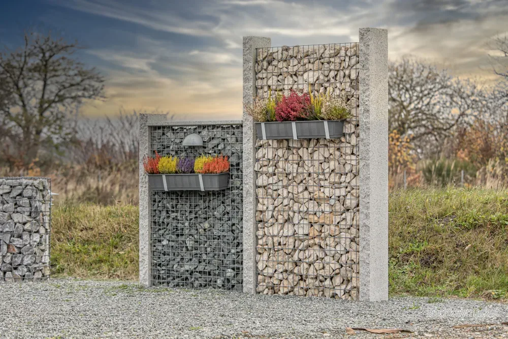 Gabionstaket tillverkat efter mått – maskstorlek 5x10cm Gabionstaket tillverkat efter mått – maskstorlek 5x10cm