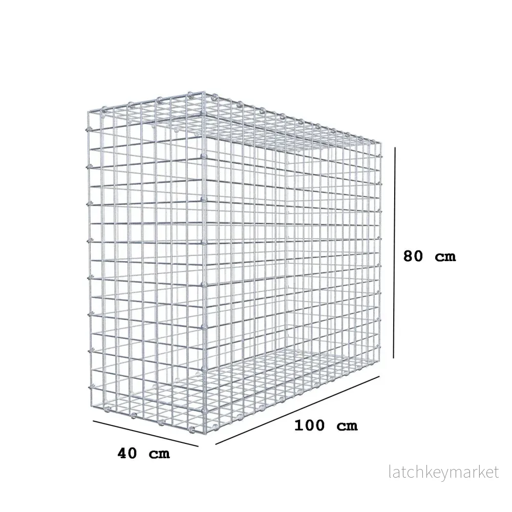 Gabion 100 cm x 80 cm x 40 cm (L x H x D), maskstorlek 5 x 5 cm, spiralring - Bild 2