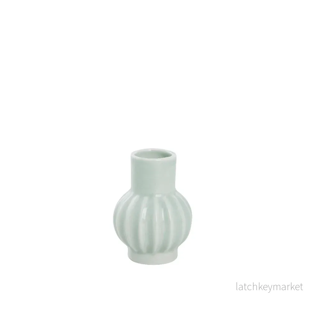 Dehmira vas H7,2 cm. dammigt grönt keramik