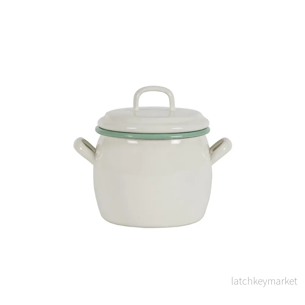 Burk med lock Kockums emajl