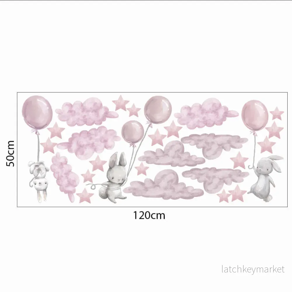 Väggdekor XL Kaniner & ballonger rosa - Bild 2