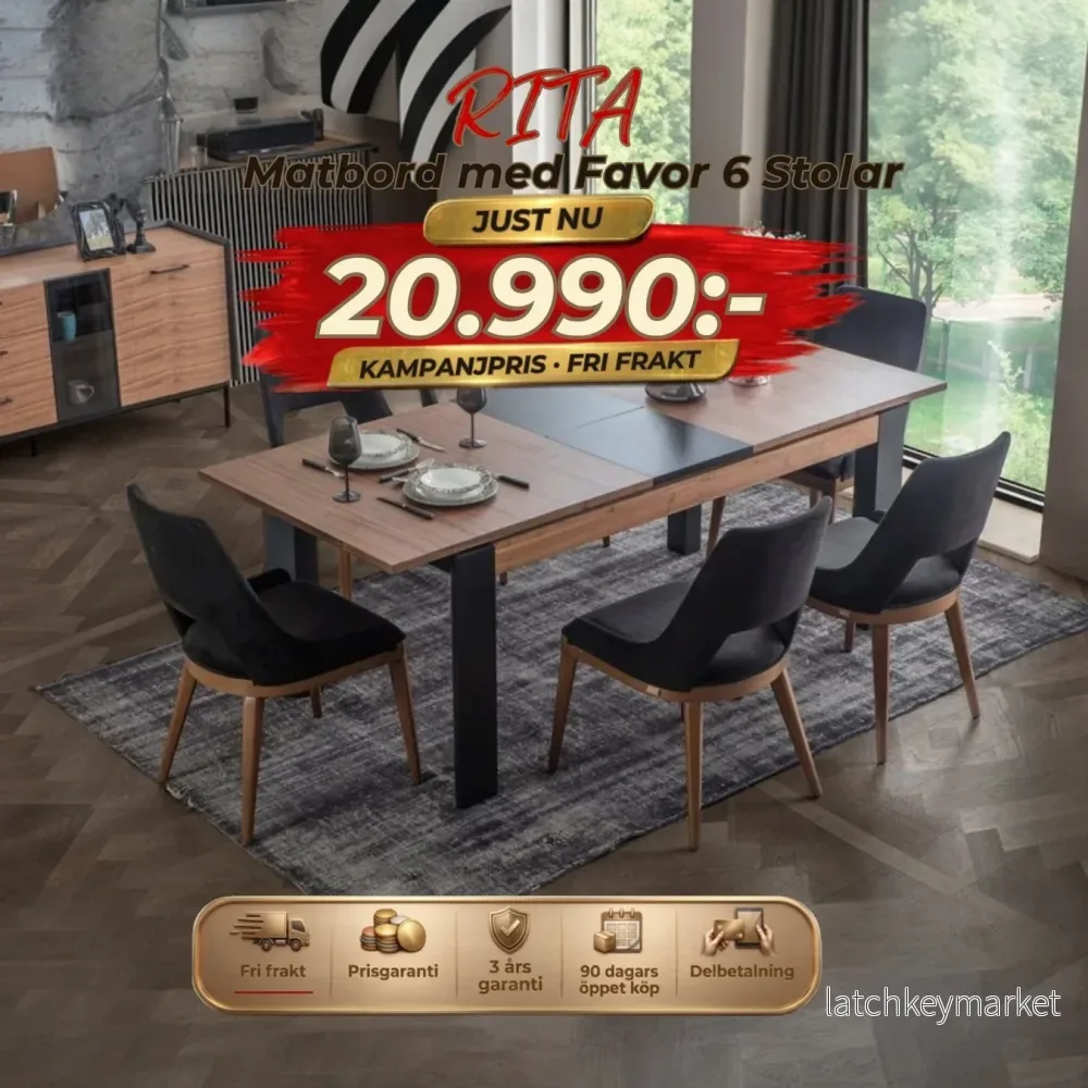 Rita Matgrupp – Matbord med Favor 6 Stolar Rita Matgrupp – Matbord med Favor 6 Stolar