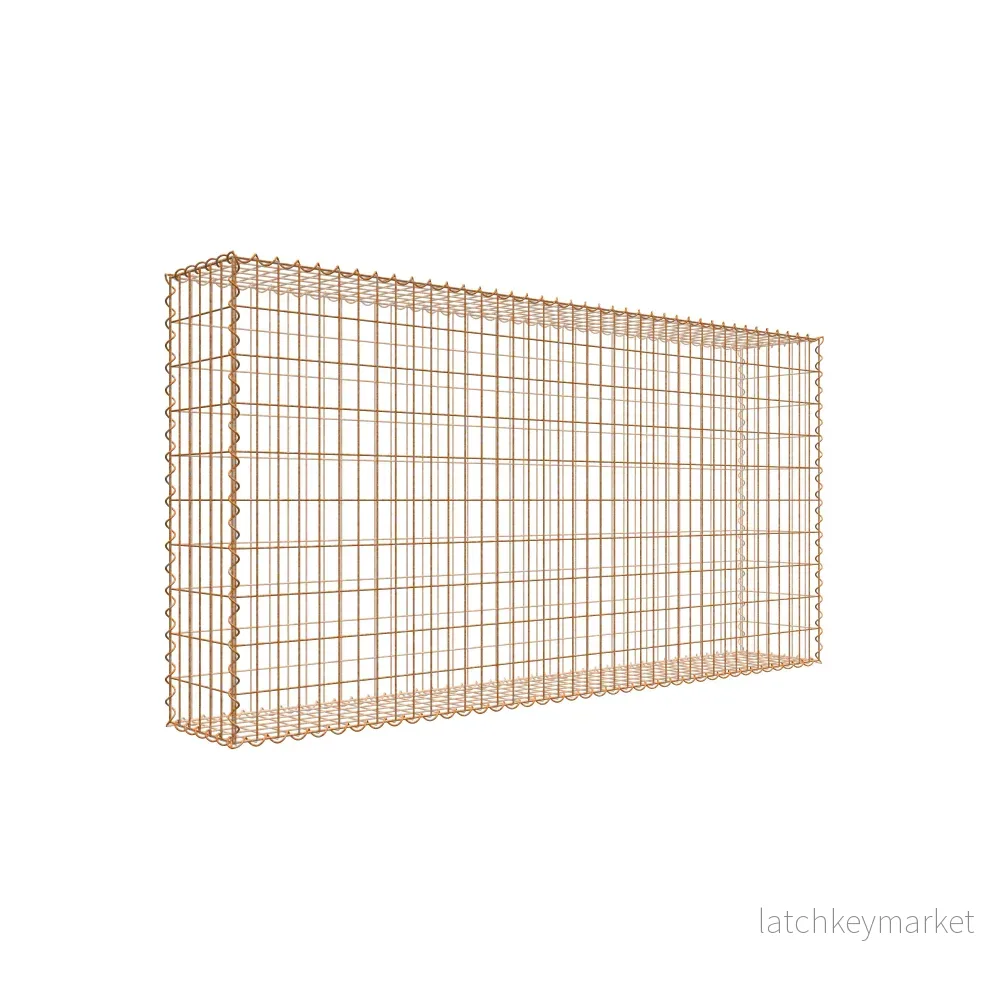 Rostig gabion 200 cm x 100 cm x 30 cm (L x H x D), maskstorlek 5 cm x 10 cm, spiral