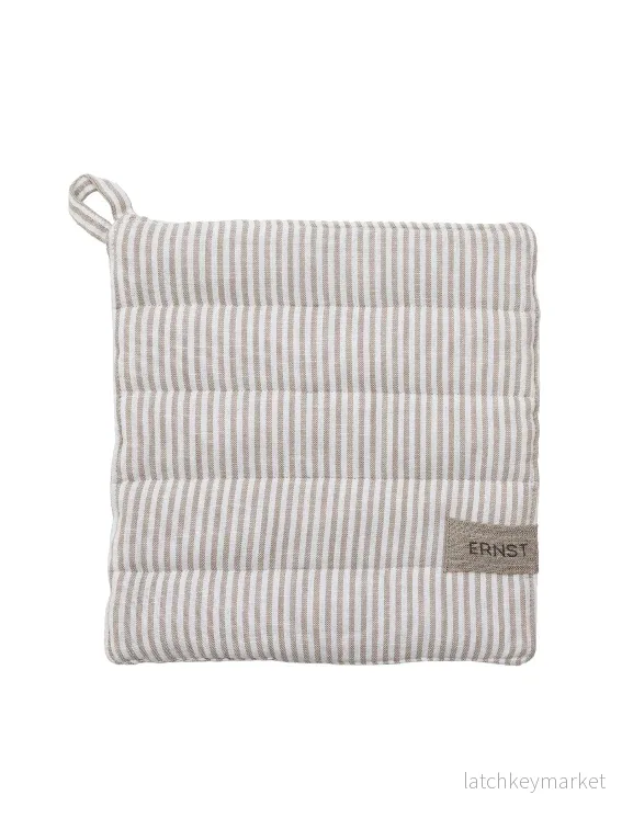 ERNST Grytlapp, Beige/Vit Smal Rand