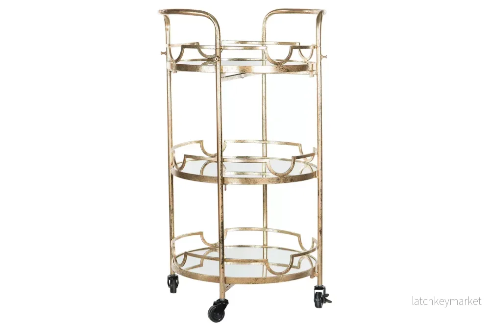 Sidobord DIV. Drinkvogn med speil 90,5 cm – antikkgull Sidobord DIV. Drinkvogn med speil 90,5 cm – antikkgull