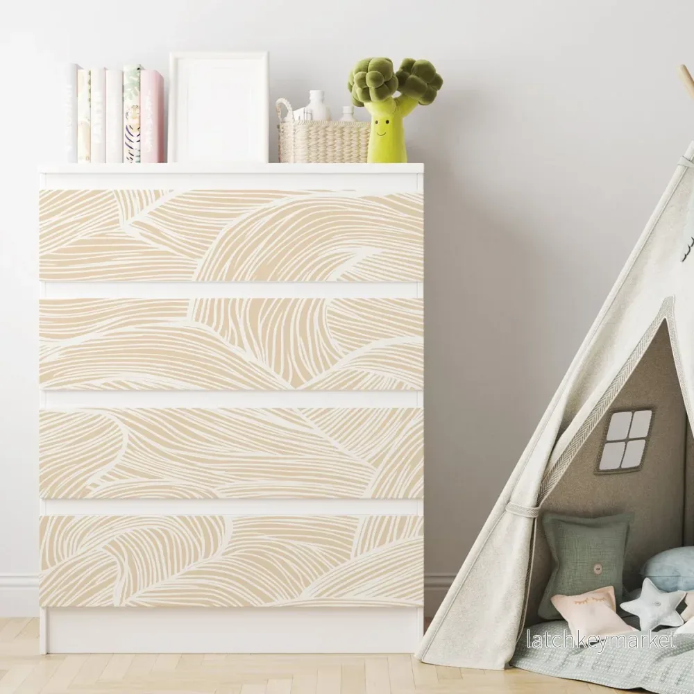 Dekorfolie till IKEA MALM – Beige linjer Dekorfolie till IKEA MALM – Beige linjer