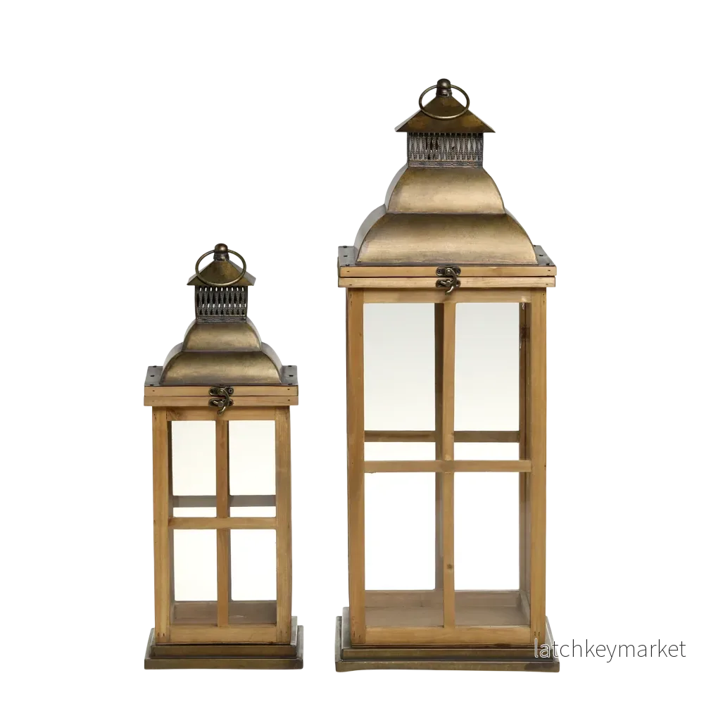 Ljuslykta med dekoration set om 2 H67 cm /H47,5 cm Ljuslykta med dekoration set om 2 H67 cm /H47,5 cm