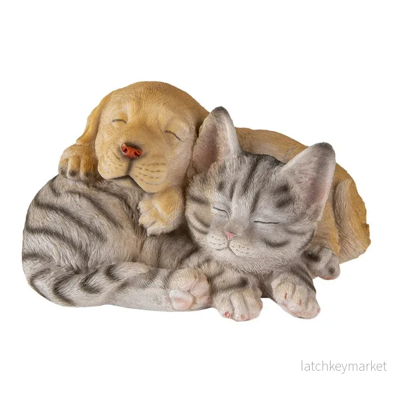 Dekoration Djur Hund Katt 20x15x11 Cm Gråbrun Polyresin REA Dekoration Djur Hund Katt 20x15x11 Cm Gråbrun Polyresin REA