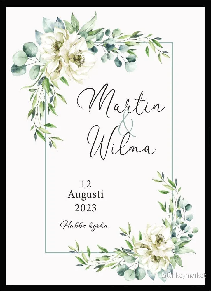 Bröllopstavla Ram av blommor 1