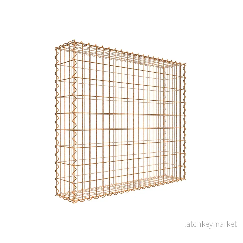 Rostig gabion 100 cm x 90 cm x 20 cm (L x H x D), maskstorlek 5 cm x 10 cm, spiral