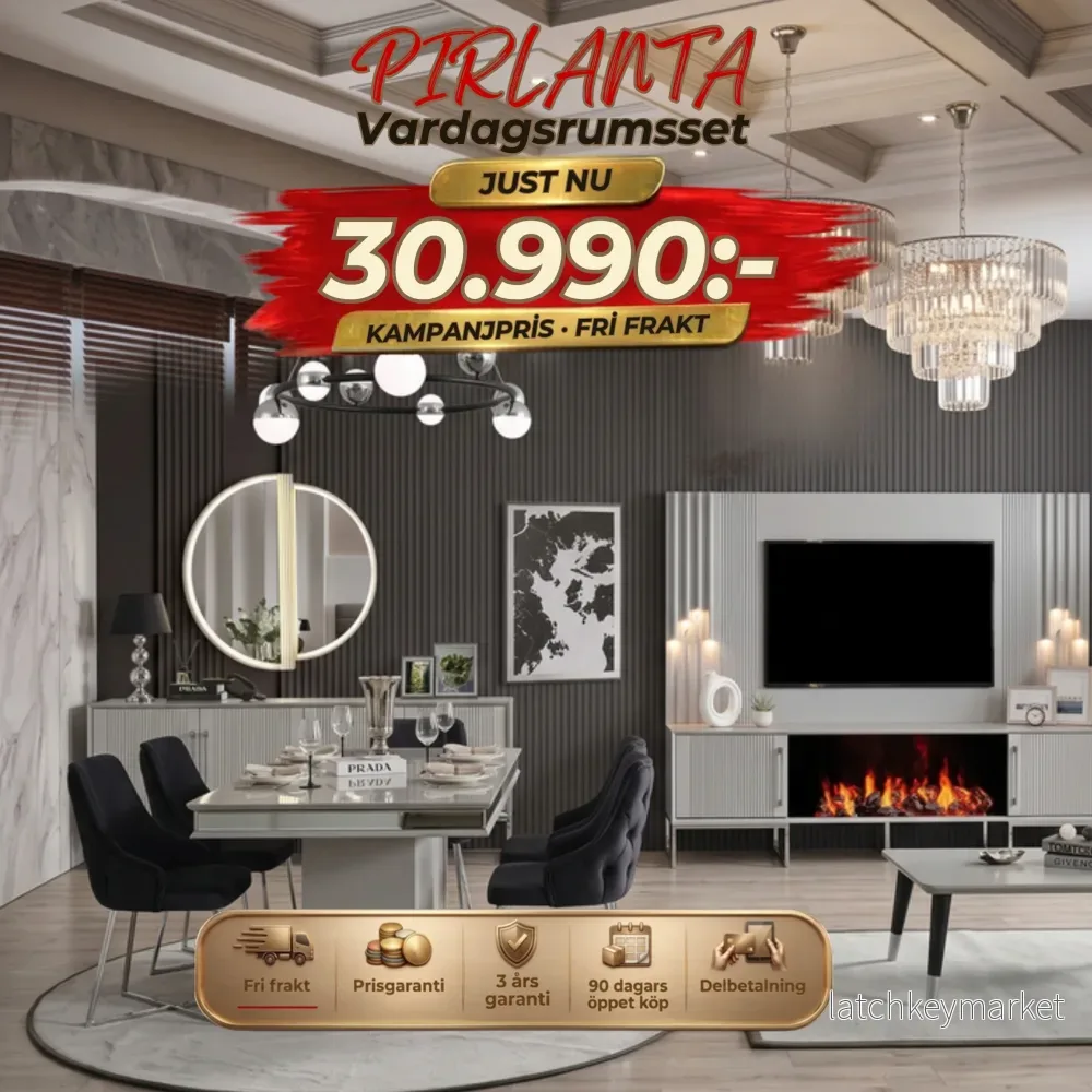 Pirlanta Vardagsrumsset – (Matbord med 6st Stolar-Soffbord-Tv Bänk med Överdelen) Pirlanta Vardagsrumsset – (Matbord med 6st Stolar-Soffbord-Tv Bänk med Överdelen)