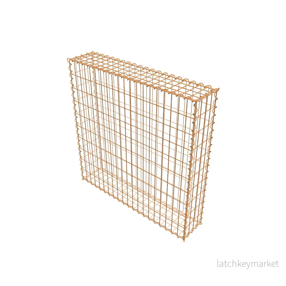 Rostig gabion 100 cm x 100 cm x 20 cm (L x H x D), maskstorlek 5 cm x 10 cm, spiral - Bild 2