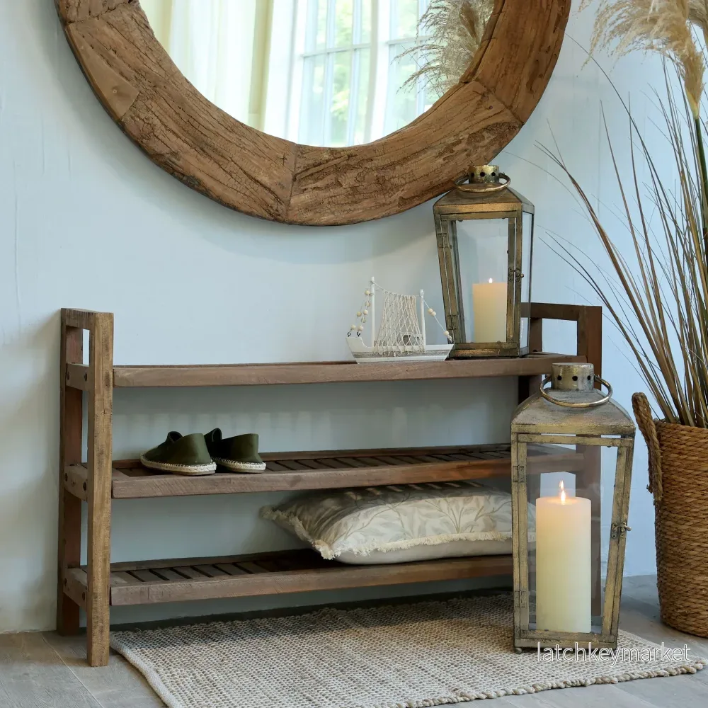 Chic Antique Återvunnet trä Skohylla H63/L100/B28 cm - Bild 2