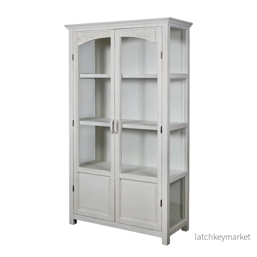 Chic Antique Vitrinskåp med glasdörrar och hyllor H170/L97/B41 cm antik creme Chic Antique Vitrinskåp med glasdörrar och hyllor H170/L97/B41 cm antik creme