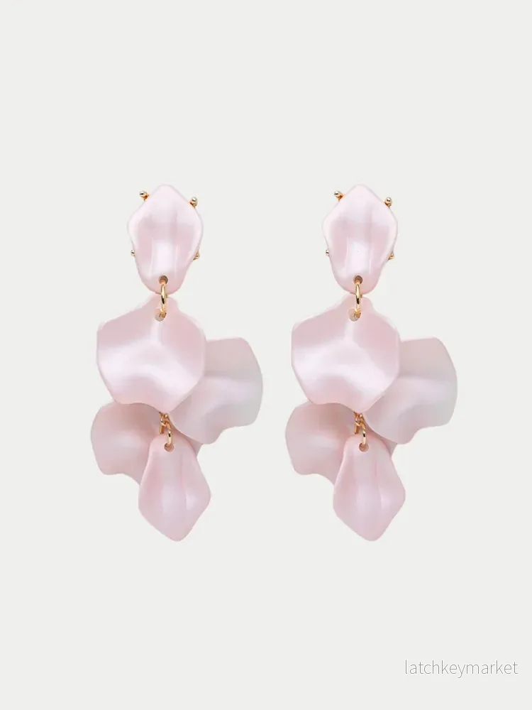 Leaf CLIP-ON Örhängen, Pearl Pink