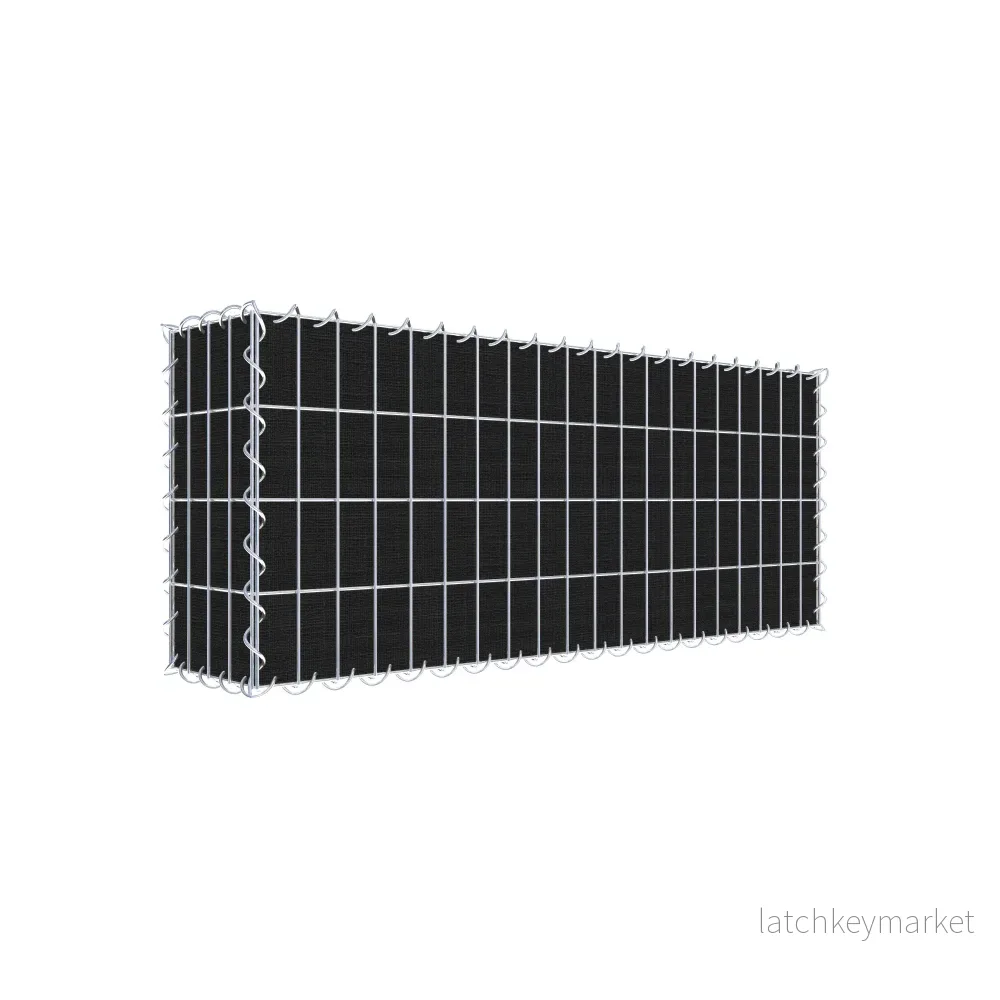 Grön gabion med fleece 100 cm x 40 cm x 20 cm (L x H x D), maskstorlek 5 cm x 10 cm, spiral