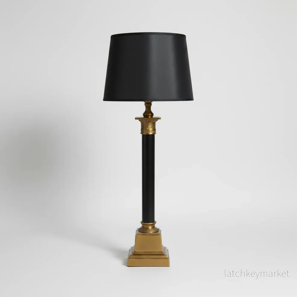 Lampfot Karl låg Antik/svart och Skärm Chintz H65 cm