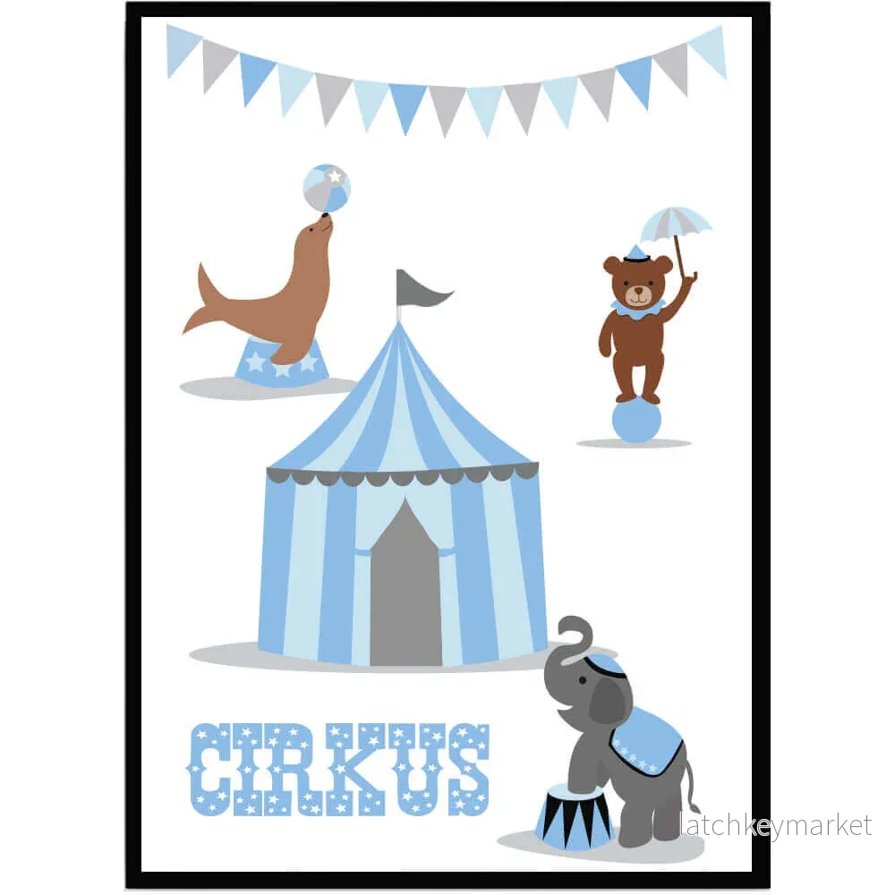 Barntavla – Cirkus blå Barntavla – Cirkus blå