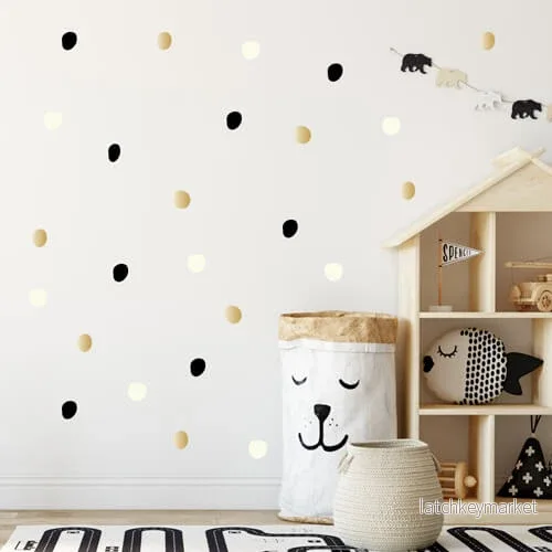 Väggdekor spots- guld, svart & creamvit Väggdekor spots- guld, svart & creamvit