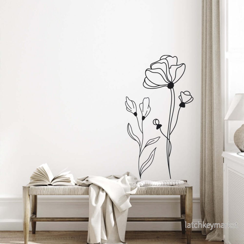 Väggdekor blommor linjer Väggdekor blommor linjer