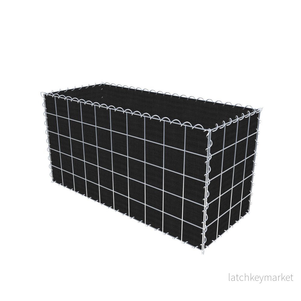 Grön gabion med fleece 100 cm x 50 cm x 40 cm (L x H x D), maskstorlek 10 cm x 10 cm, spiral - Bild 2