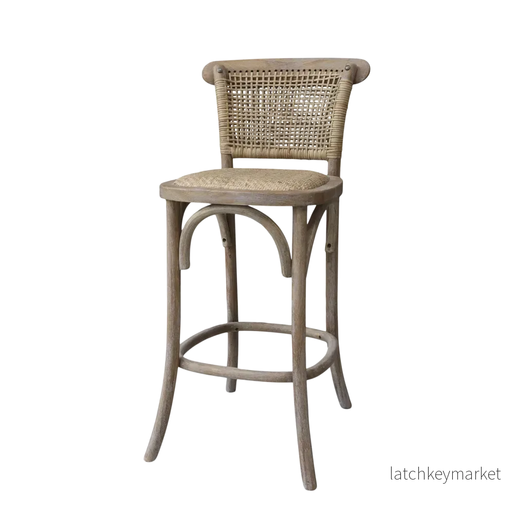 Chic Antique Stol Fransk barstol med flätat säte och rygg H:103 cm