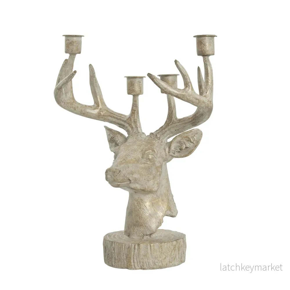 Serafina hjorthuvud adventsljusstake 31 cm. ljust guld - Bild 2