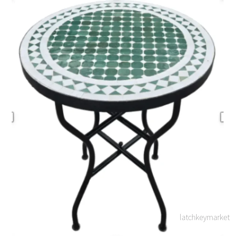Moroccan Mosaic Table ‘Green/White’ 80cm