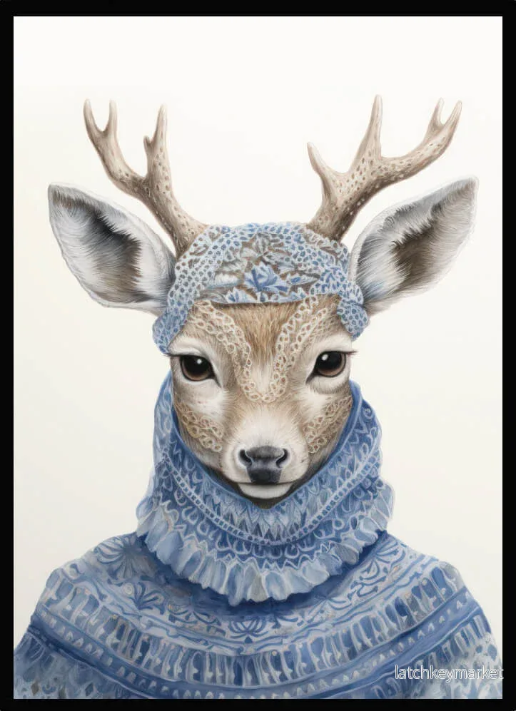 Barntavla –  Deer Blue