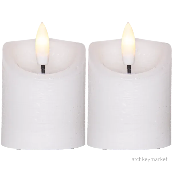 Stearinlys LED Blokklys 2-pack Flamme Rustic 7,5 cm - Bild 2