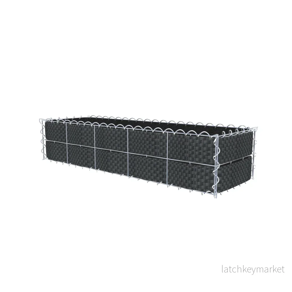 Grön gabion med fleece & insynsskydd 100 cm x 20 cm x 30 cm (L x H x D), maskstorlek 10 cm x 10 cm, spiral - Bild 2