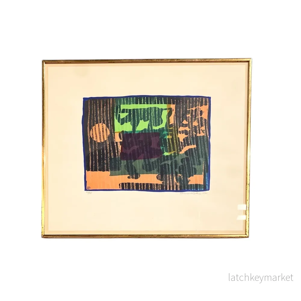 Lennart Rodhe (1916-2005) Komposition Höstnatt Litografi Skandinavsik Modernism Konst