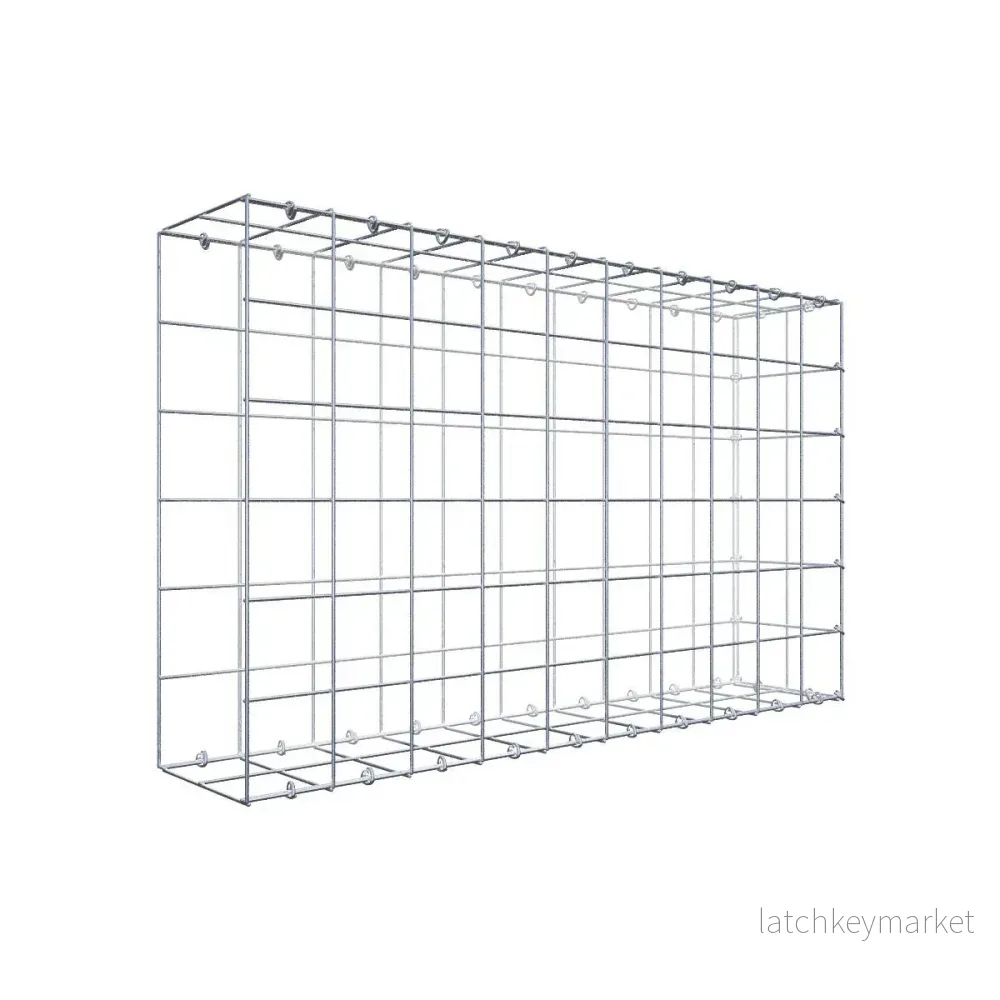 Typ 2 påbyggnadsgabion 100 cm x 60 cm x 20 cm (L x H x D), maskstorlek 10 cm x 10 cm, C-ring