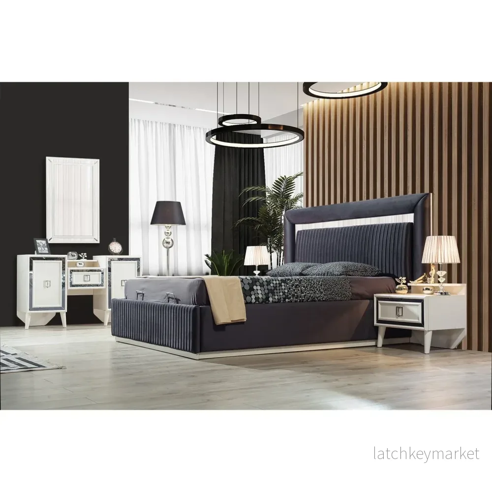 Albimo Gloria Sovrumsset - (160 cm Säng-2 st Sängbord-Sminkbord) - Bild 3