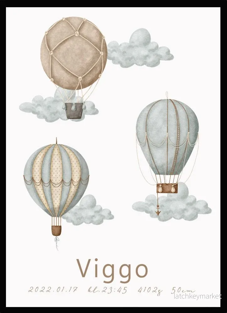 Namntavla luftballonger blå