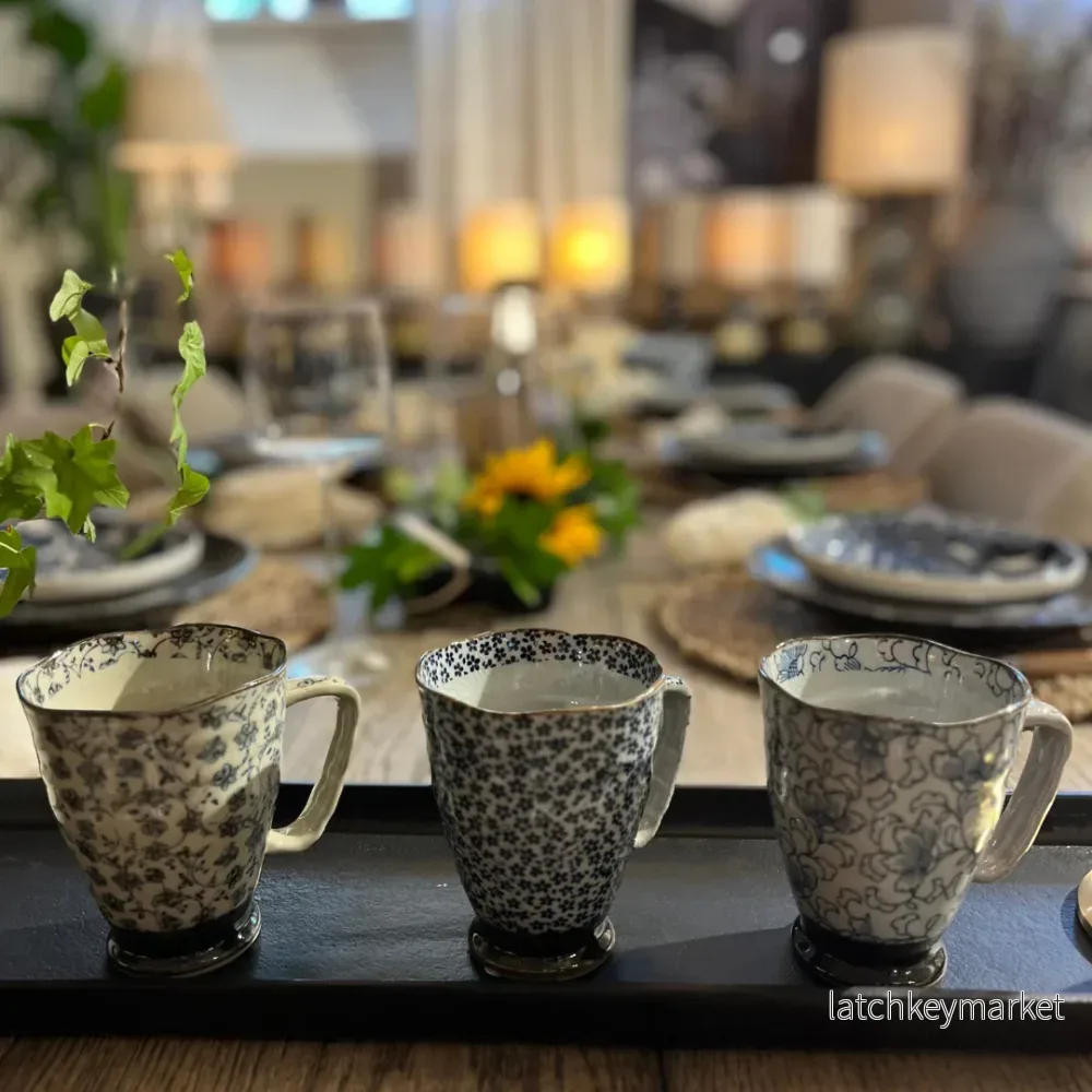 Mugg Blå/Taupe Blomma TDS - Bild 2