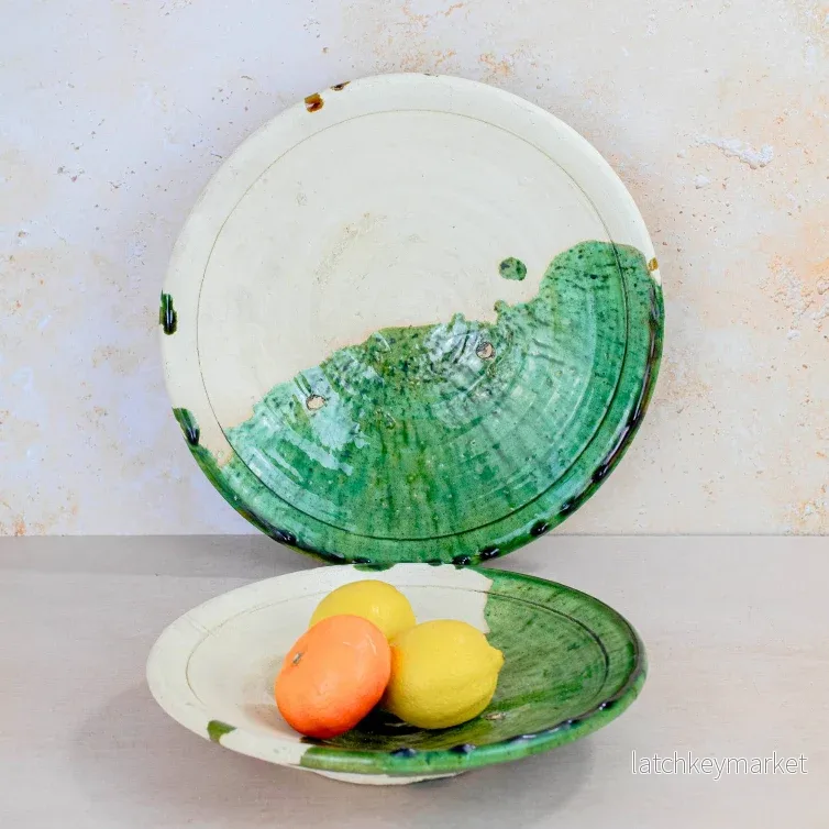 Moroccan Tamegroute Half Glazed Plate - Handmade Pottery 30 cm - Bild 3
