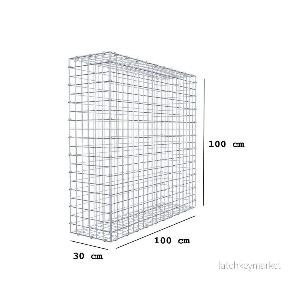 Gabion 100 cm x 100 cm x 30 cm (L x H x D), maskstorlek 5 x 5 cm, spiralring - Bild 2