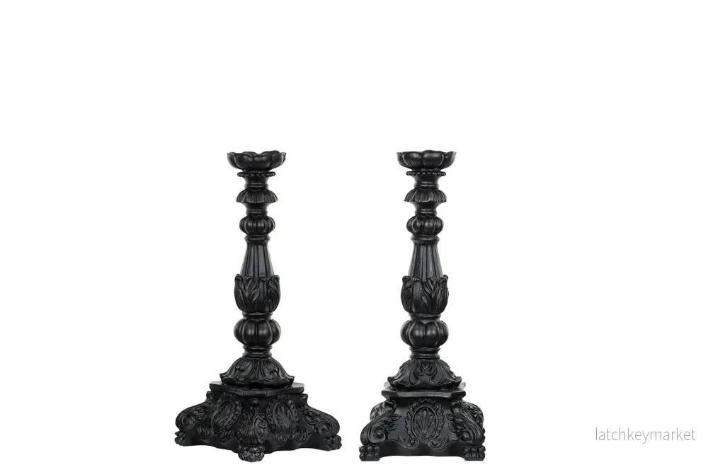 Ljusstake Enya Svart Brun Poly 13x31cm 1 st HH Ljusstake Enya Svart Brun Poly 13x31cm 1 st HH