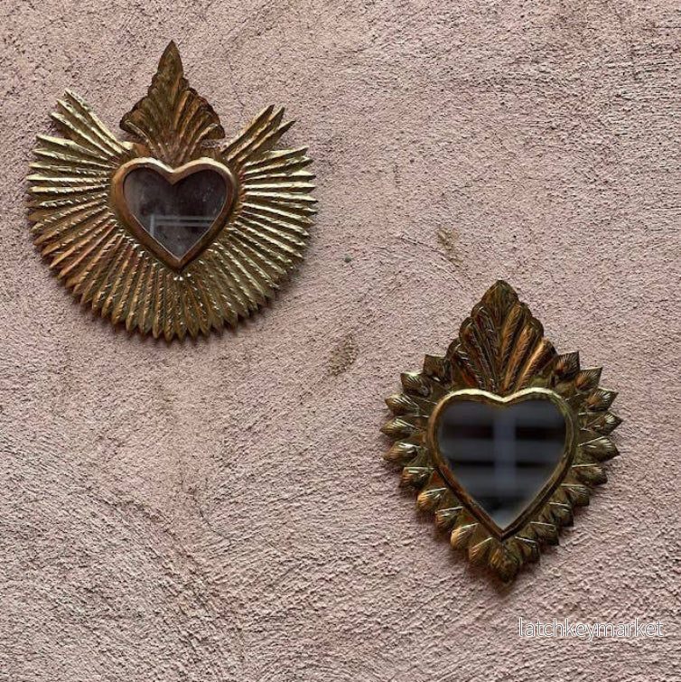 Mirror King Heart, Bronze, Gold, mirror