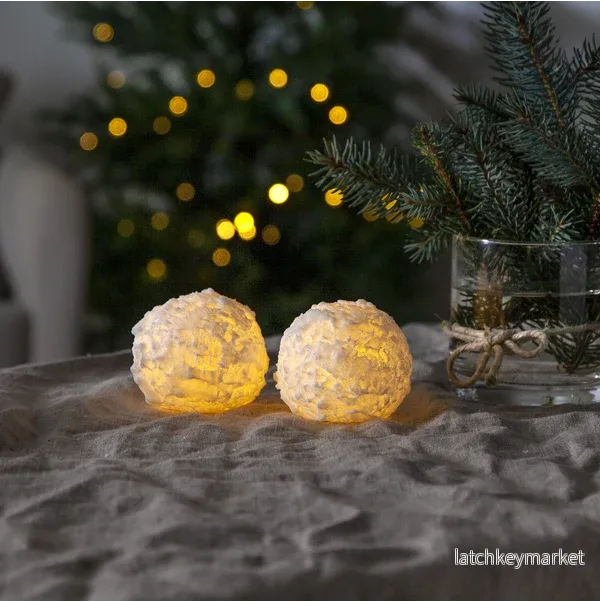 Belysning Jul LED Blockljus 2-pack Snowball Belysning Jul LED Blockljus 2-pack Snowball
