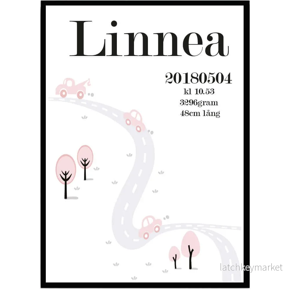 Namntavla Bilväg rosa Namntavla Bilväg rosa