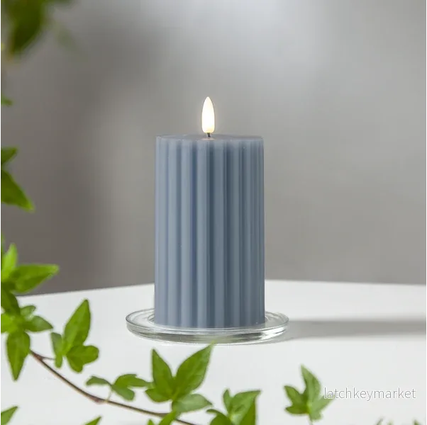 Batteridrivet LED Blockljus Flamme Stripe Blå 15 cm - Bild 3