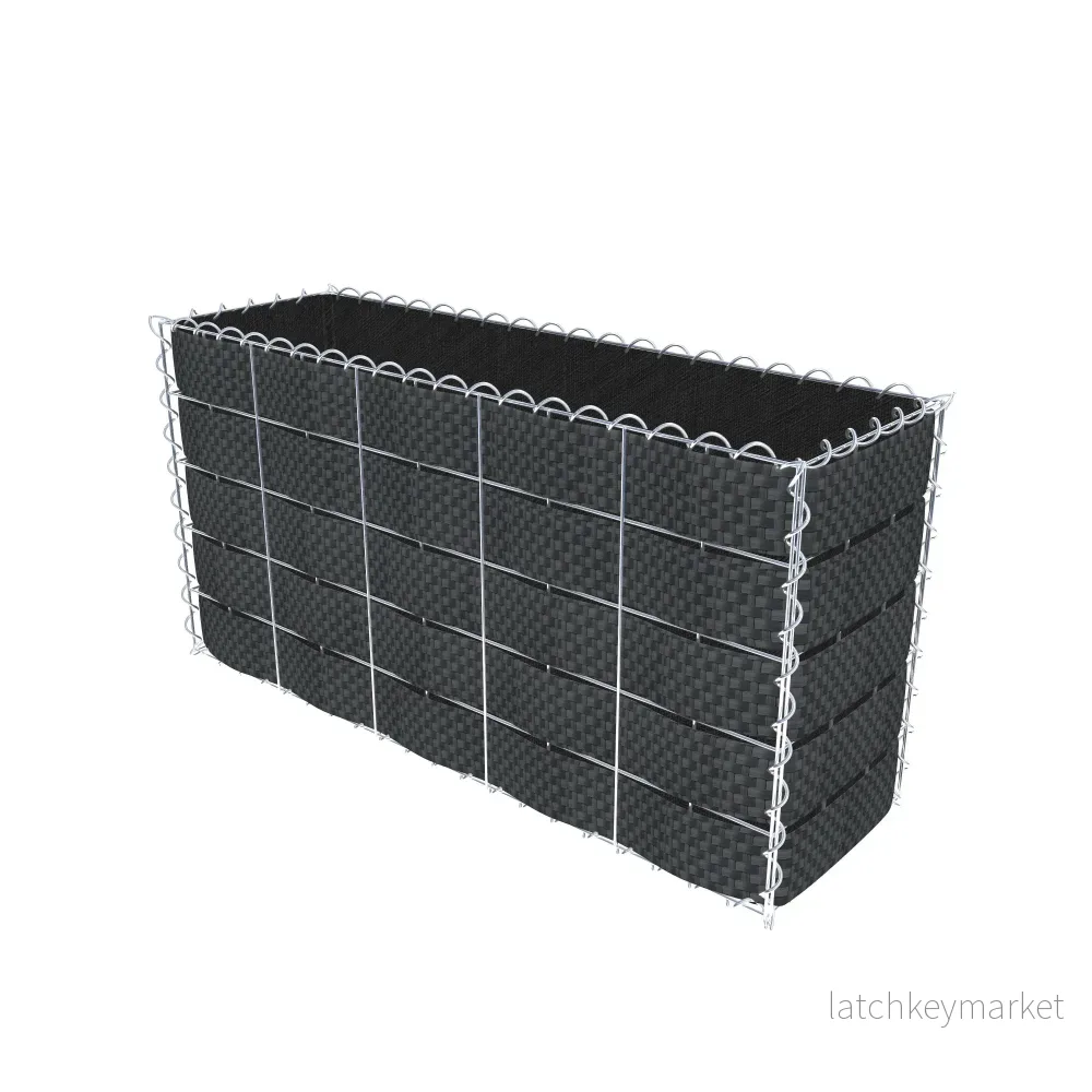 Grön gabion med fleece & insynsskydd 100 cm x 50 cm x 30 cm (L x H x D), maskstorlek 10 cm x 10 cm, spiral - Bild 2