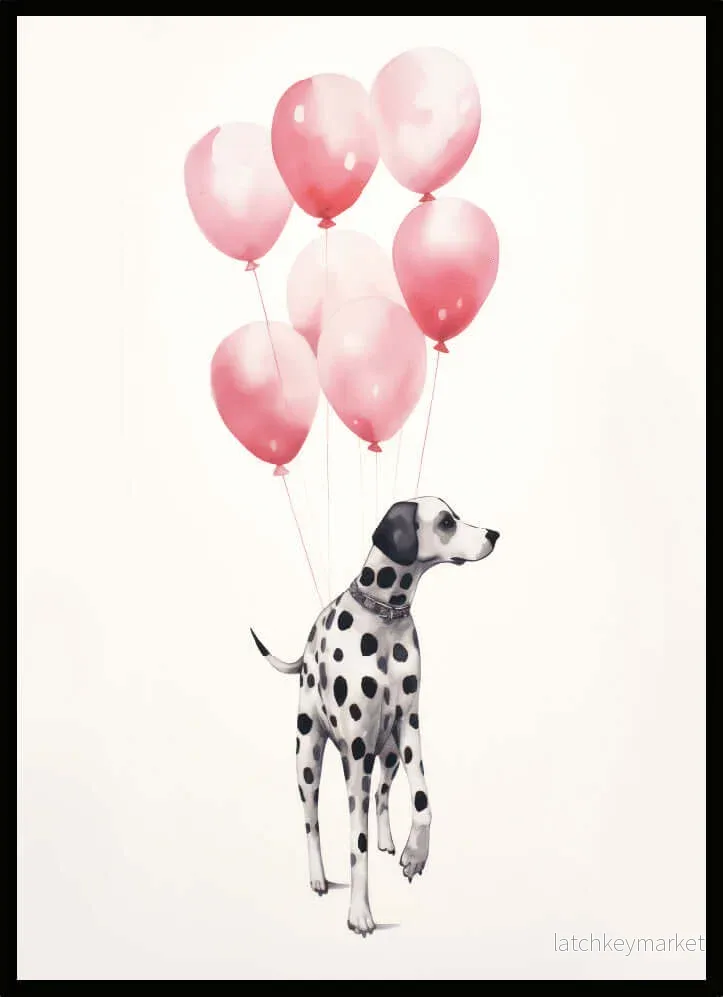 Poster Hund med ballonger Poster Hund med ballonger