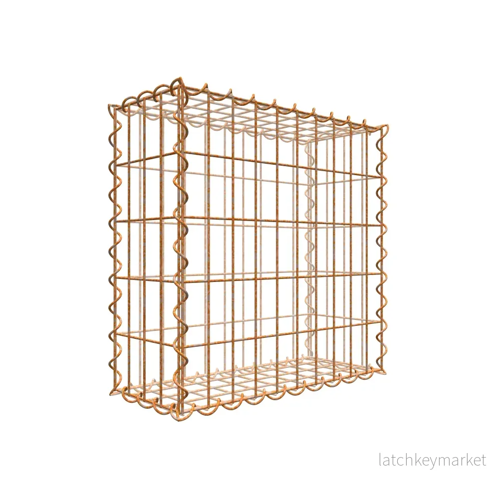 Rostig gabion 50 cm x 50 cm x 20 cm (L x H x D), maskstorlek 5 cm x 10 cm, spiral