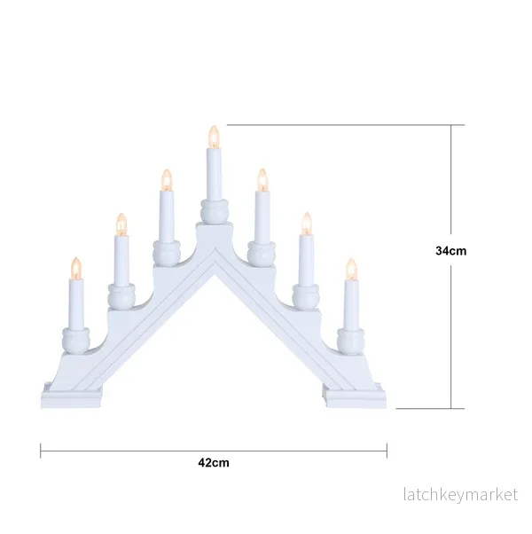 Adventsljusstake 7-armad träljusstake vit - Bild 3
