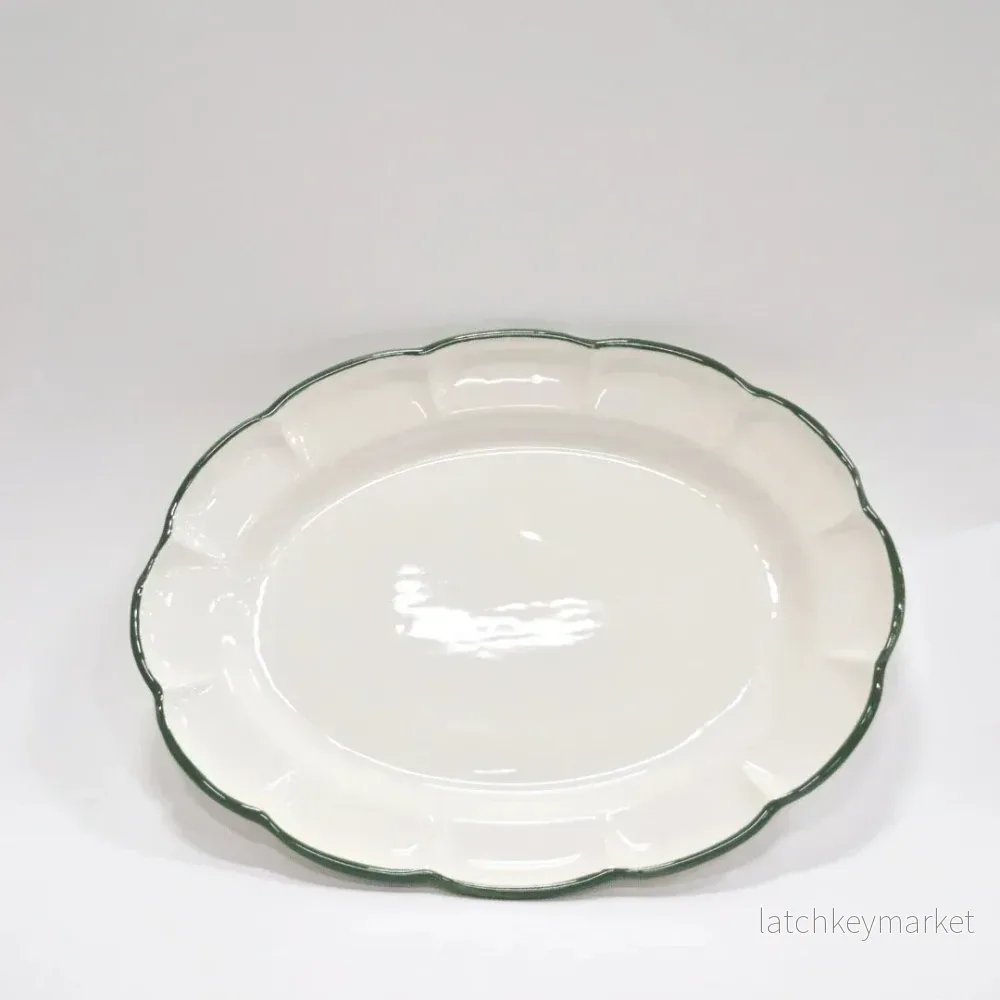 Oval Tray Dark Green Line