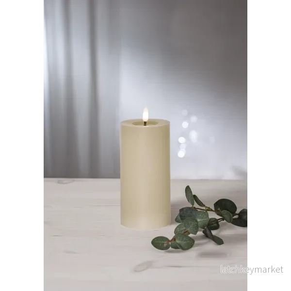 Stearinlys LED Blokklys Flamme Flow Beige 17,5 cm Stearinlys LED Blokklys Flamme Flow Beige 17,5 cm